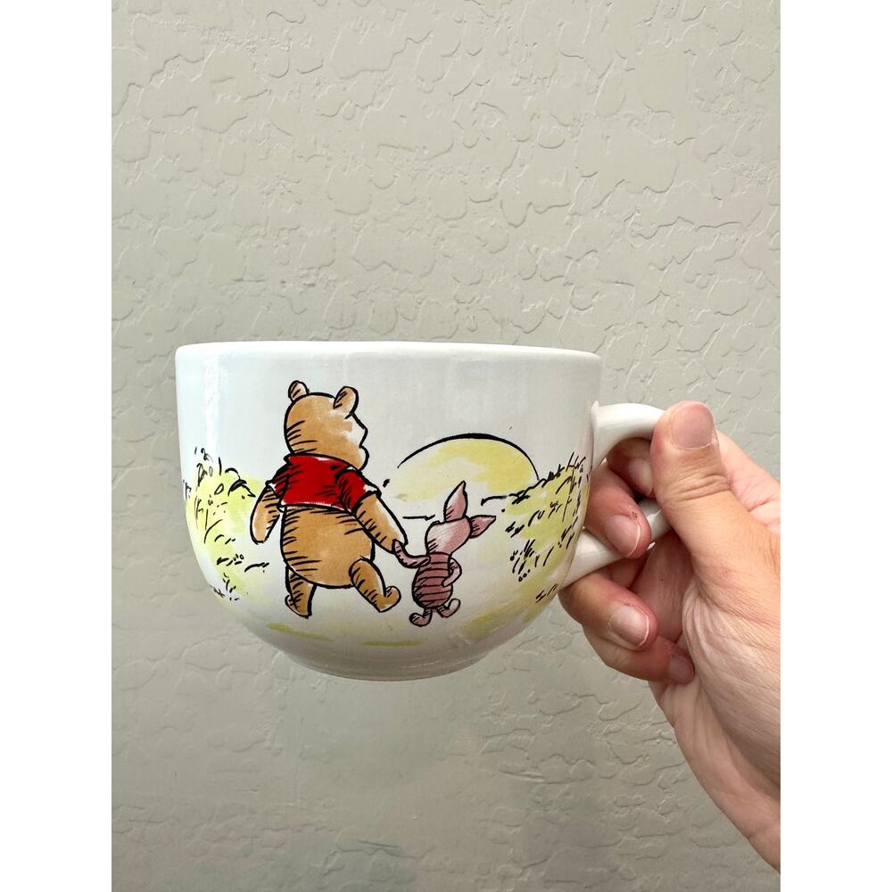 DISNEY Winnie the Pooh Oversized Soup Mug Tigger Eeyore Piglet Quote Cup